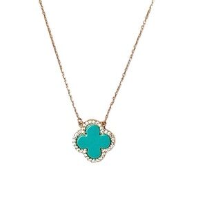 Rachel Zoe 14K Gold Plated Green Stone Clover Necklace | 925 Sterling Silver